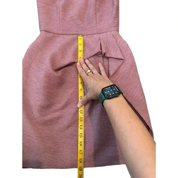 BCBGMAXAZRIA Pink 100% Polyester Midi A-Line Dress Size 02 - Picture 7 of 8